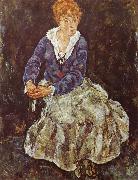 Egon Schiele Portrait of Edith Schiele Seated Spain oil painting artist